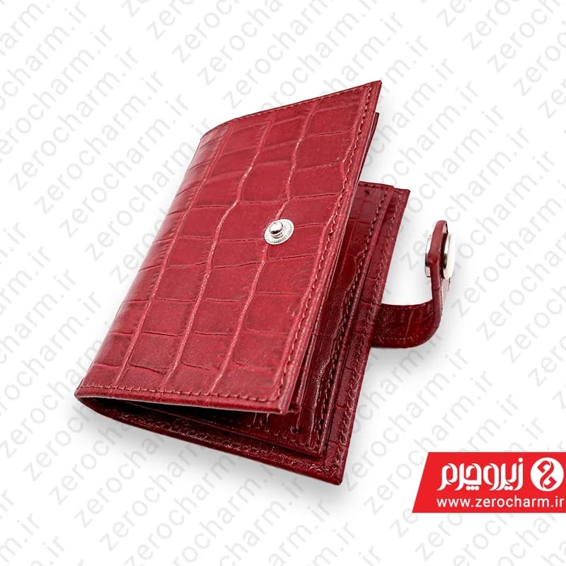 جاکارتی قرمز دولت چرم طبیعی دکمه دار — تصویر ۴