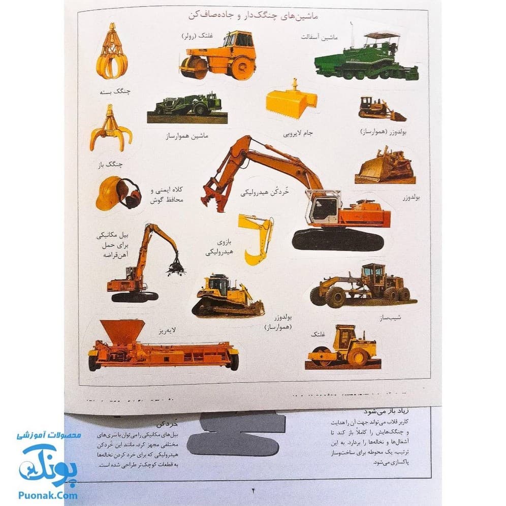 کتاب ماشین الات سنگین بچسبان و بیاموز ۵ به همراه ۶۰ برچسب — تصویر ۴