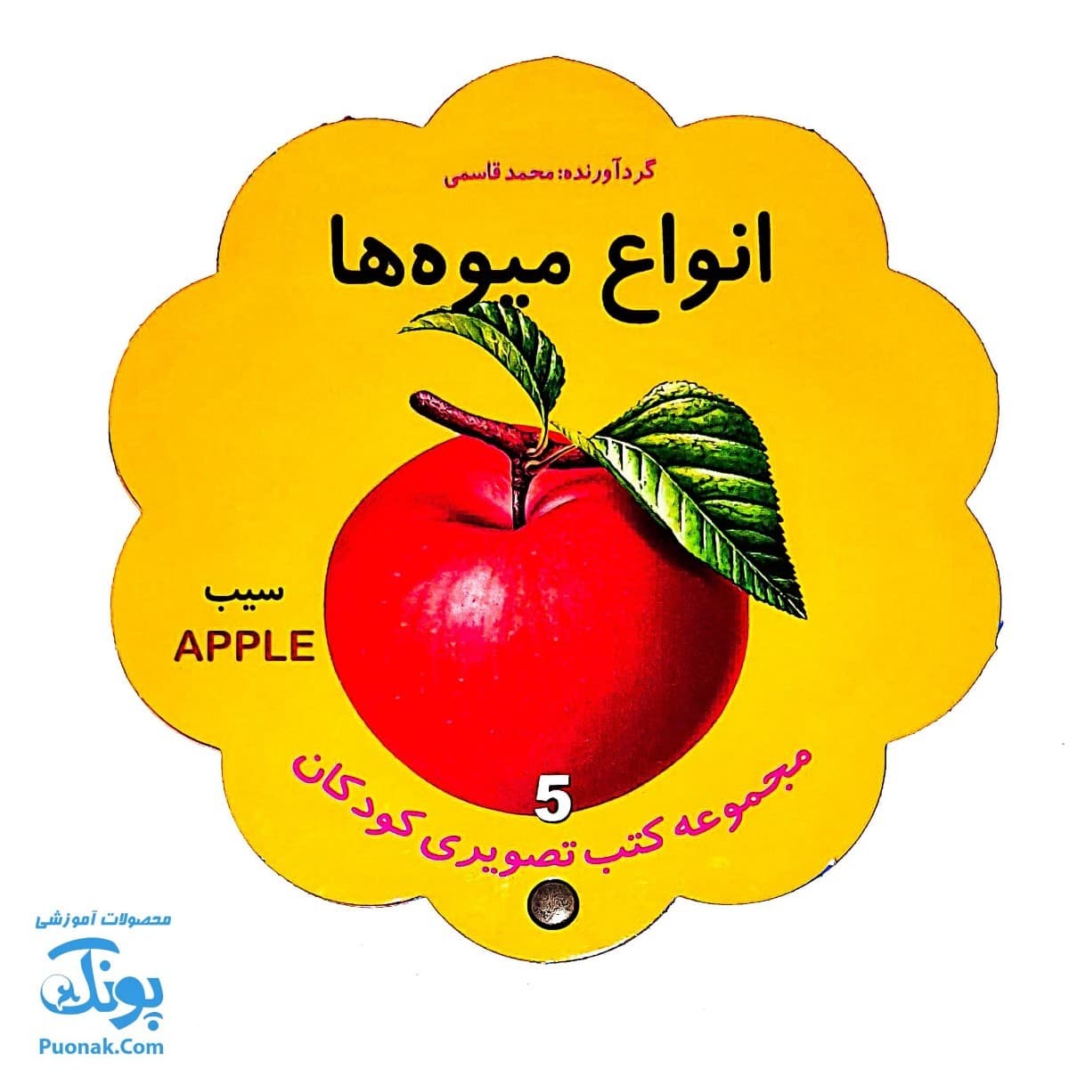 کتاب مصور انواع میوه ها دو زبانه (مجموعه کتب تصویری کودکان جلد پنجم – دکمه ای)