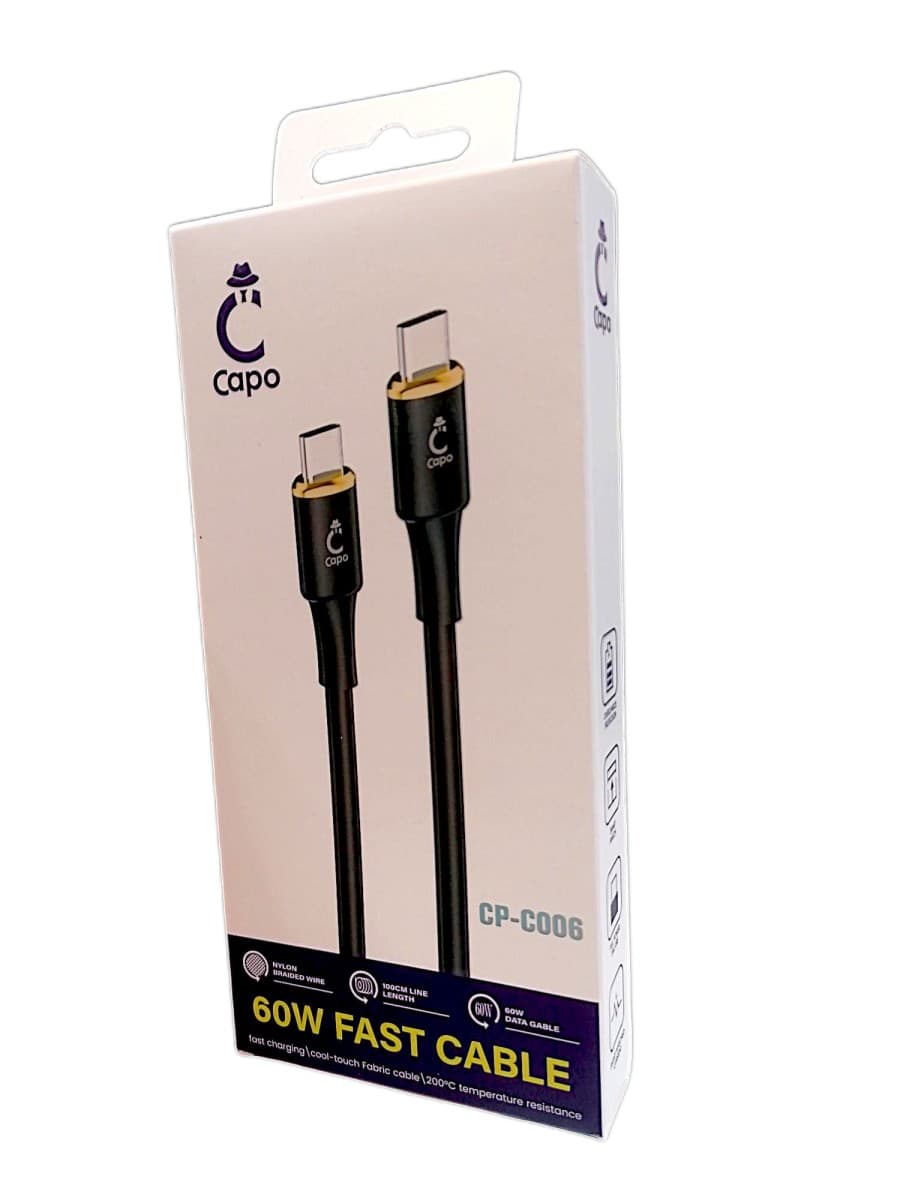 کابل شارژ سریع 60 وات Capo کاپو مدل CP-C006 (Type-C to Type-C)