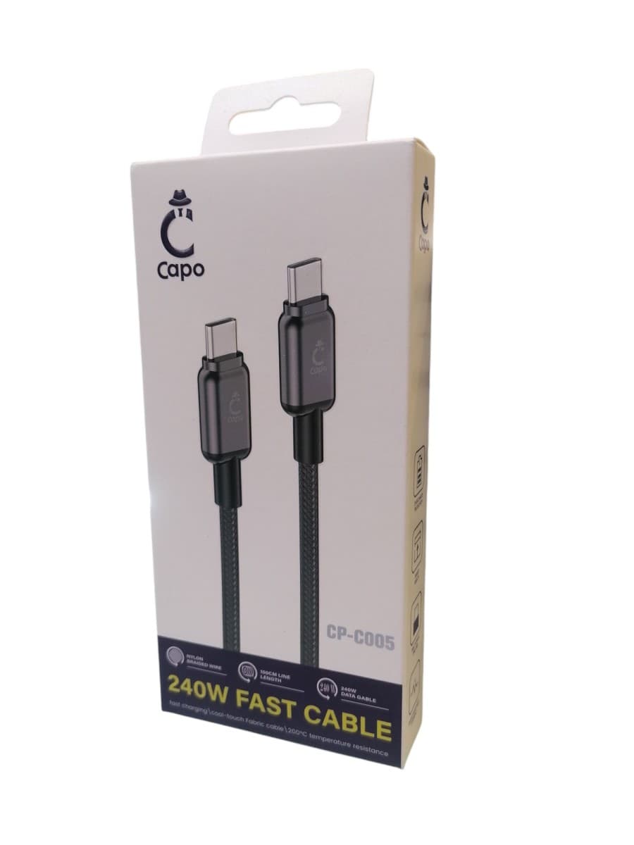 کابل شارژ فوق سریع 240 وات Capo کاپو مدل CP-C005 (Type-C to Type-C)