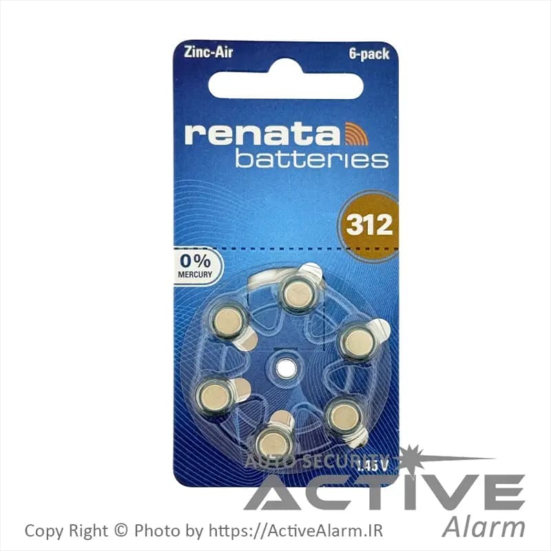 باتری زینک‌ایر سمعک Renata مدل ZA-312 (بسته ۶ تایی)