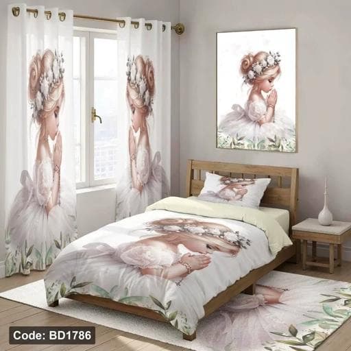 ست کامل ژورنالی روتختی چاپی عروس دخترانه 4 تیکه کد bd1786 (پس کرایه)