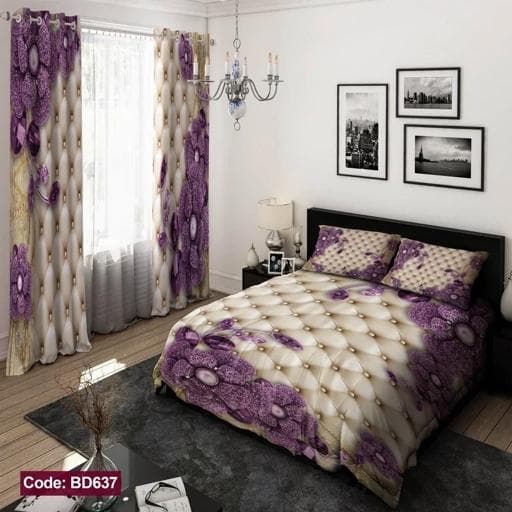 ست کامل ژورنالی روتختی 6 تیکه شامل لحاف ملافه کشدار 4 عدد روبالشی کد BD637 (پس کرایه)