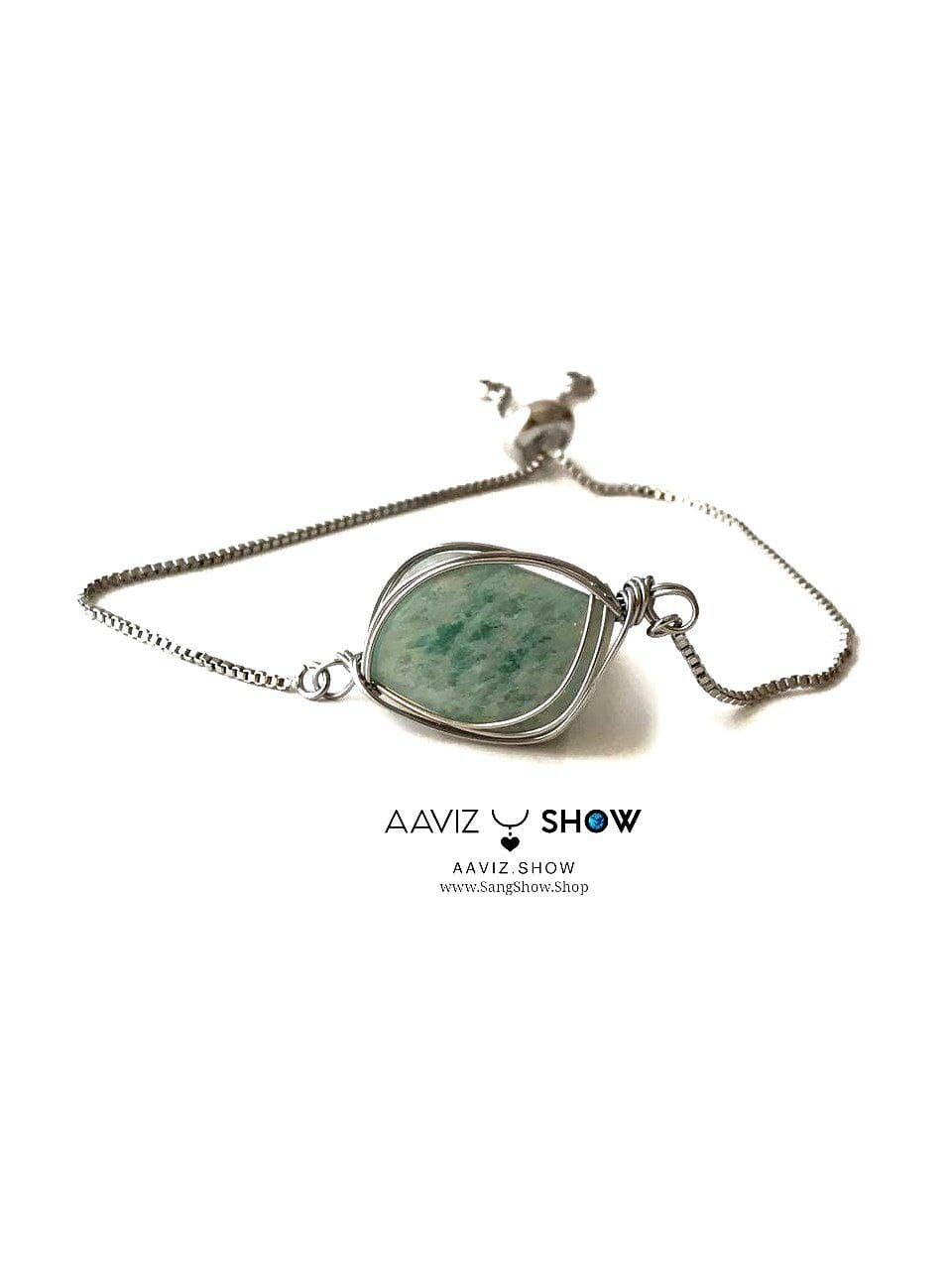 دستبند آمازونیت نمونه اصل و معدنی بافت خاص و ویژه D117