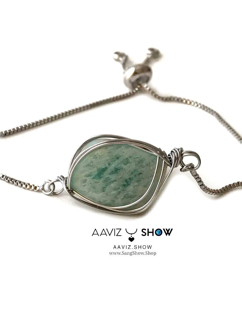 دستبند آمازونیت نمونه اصل و معدنی بافت خاص و ویژه D117 — تصویر ۲