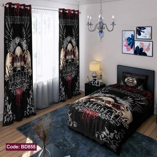 ست کامل ژورنالی روتختی چاپی پسرانه طرح اسکلت کد bd855 (پس کرایه)