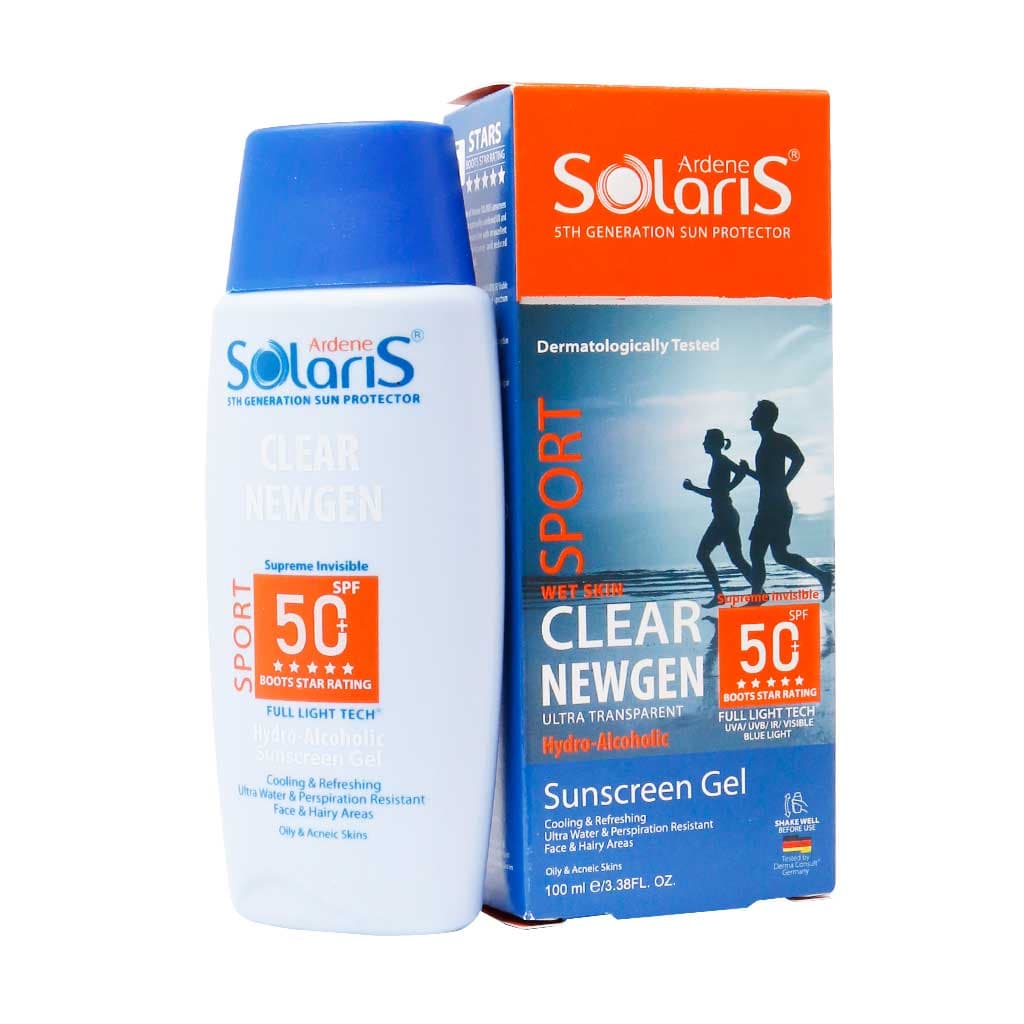 ژل ضد آفتاب spf50 بی رنگ کلیر نیوژن اسپرت سولاریس آردن