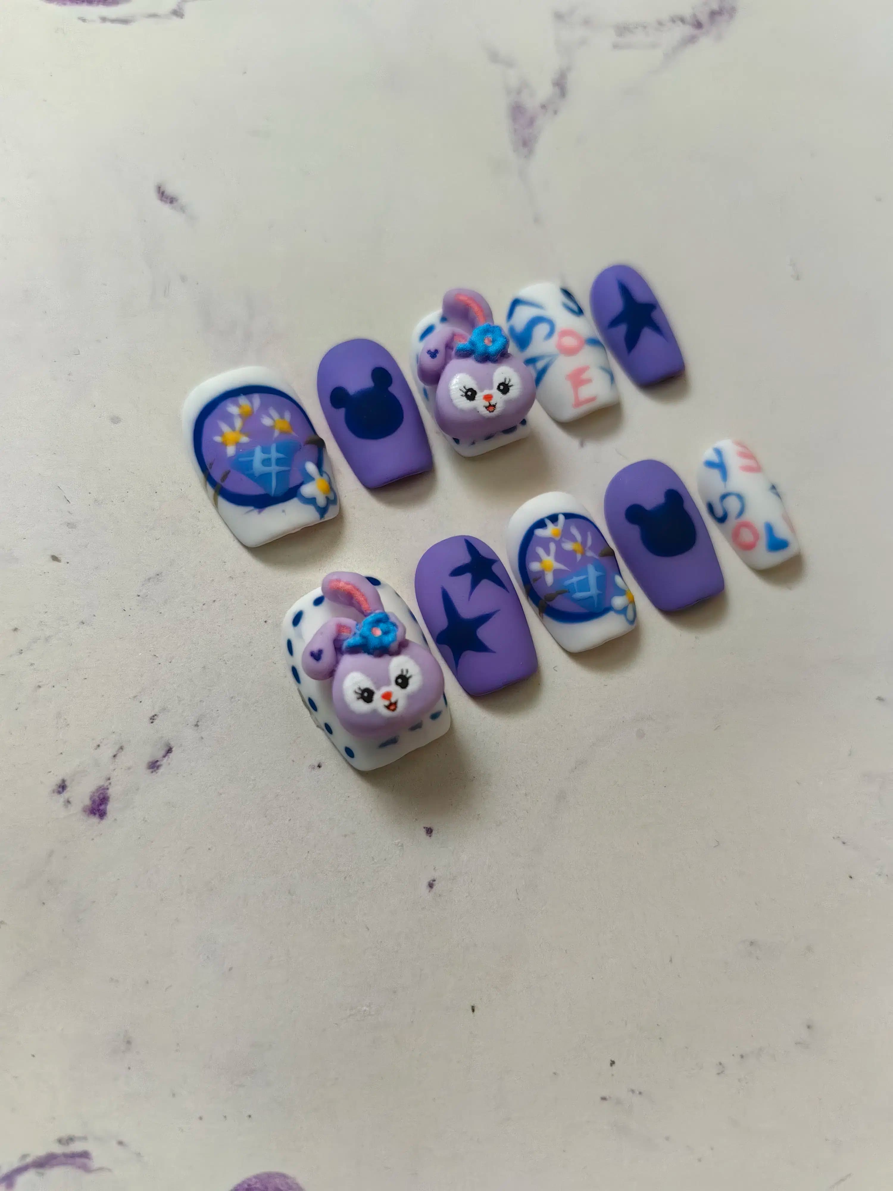 ناخن مصنوعی مدل فانتزی بنفش طرح خرگوش راسا – RSN0256 — تصویر ۲