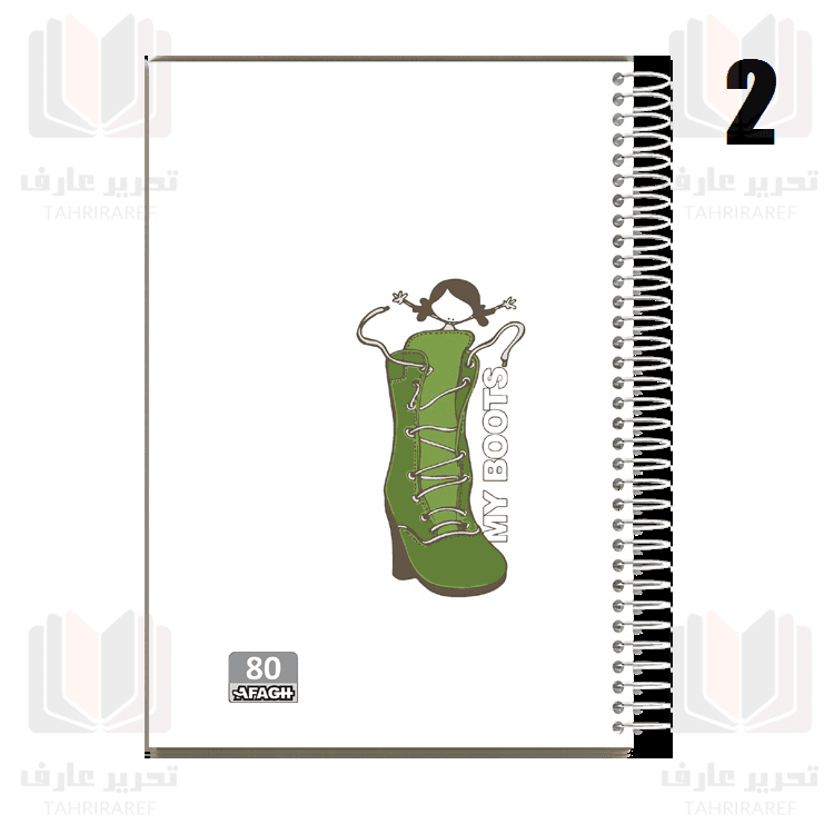 دفتر 80 برگ دخترانه جلد طلقی متالایز تک سیم آفاق 32 — تصویر ۳