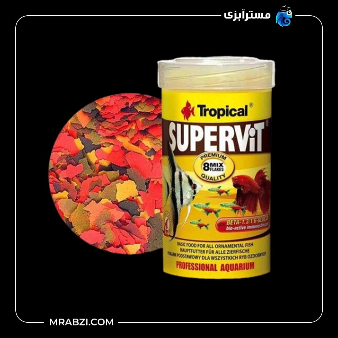 غذای ماهی پولکی سوپر ویت تروپیکال Supervit Flakes حجم 1000 میلی لیتر