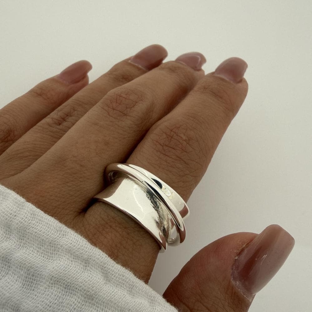 انگشتر زنانه آبکاری نقره کد 34