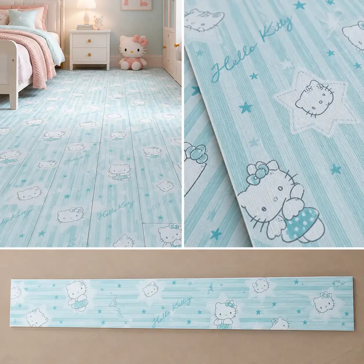 کفپوش PVC طرح Hello Kitty آبی | کد HK-01 — تصویر ۲