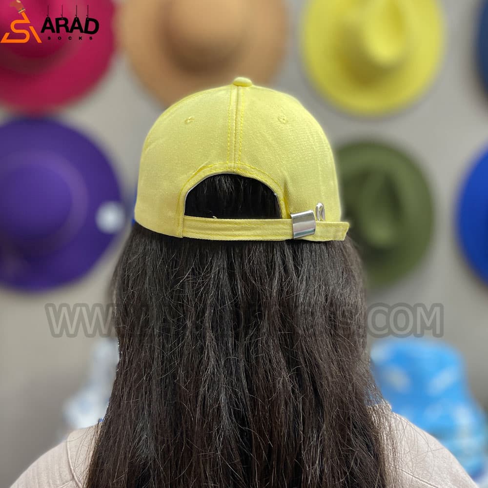 کلاه بیسبالی کتان طرح نیویورک رنگ زرد — تصویر ۲