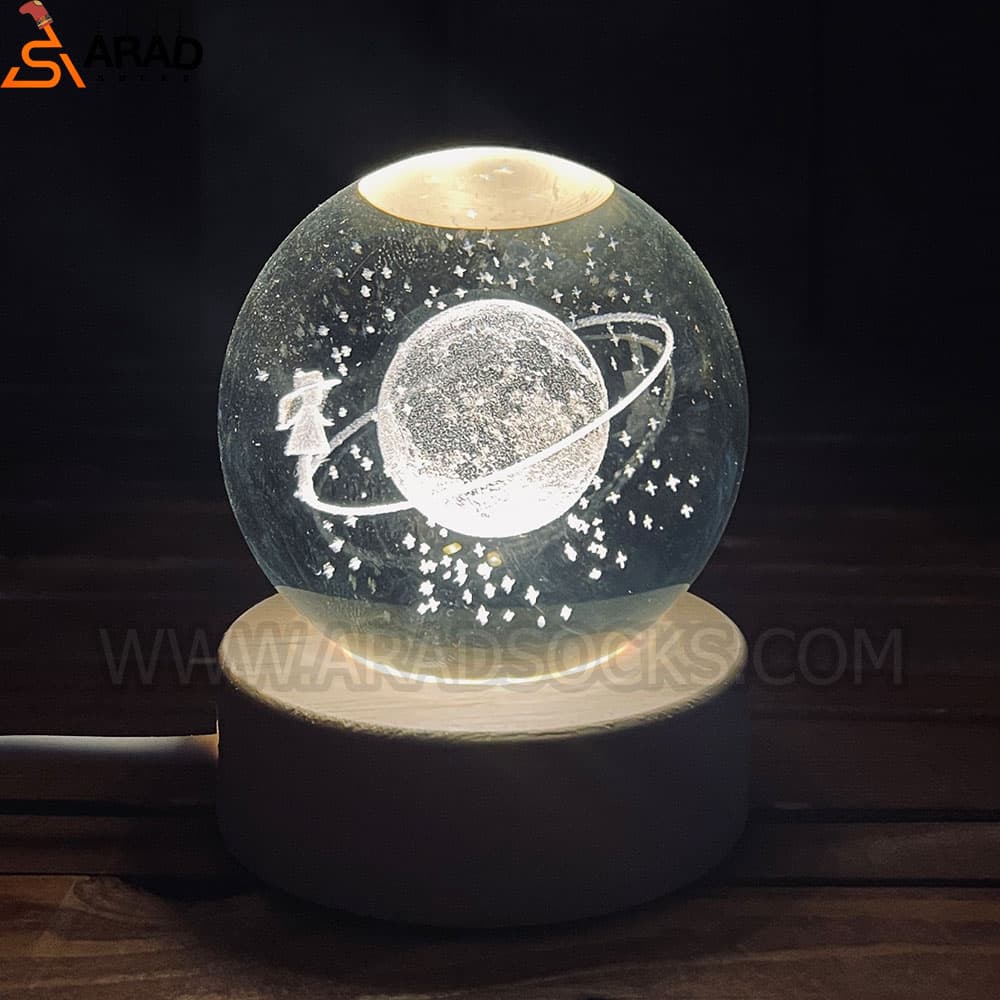 گوی کریستال سه بعدی طرح زحل و دختر