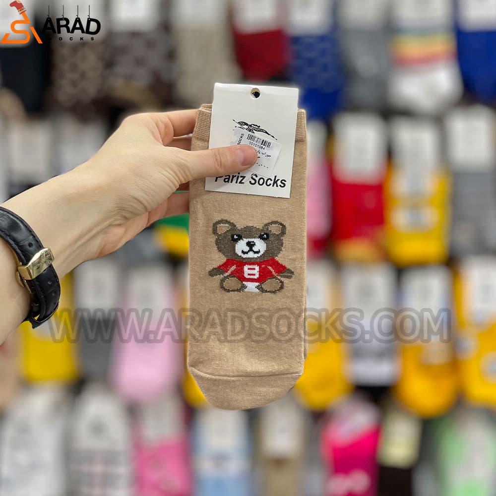 جوراب مچی طرح خرس قهوه ای