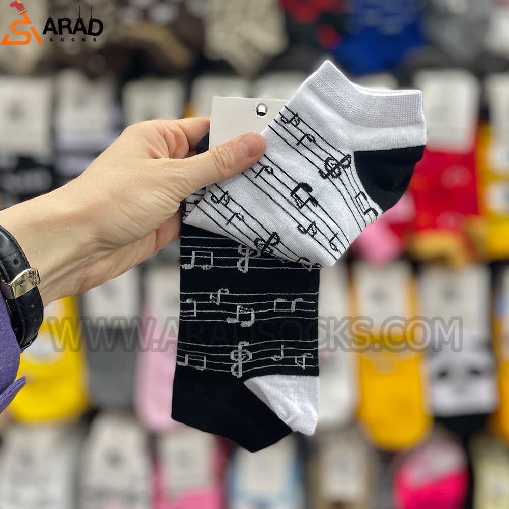 جوراب مچی تا به تا طرح نوت موسیقی — تصویر ۲