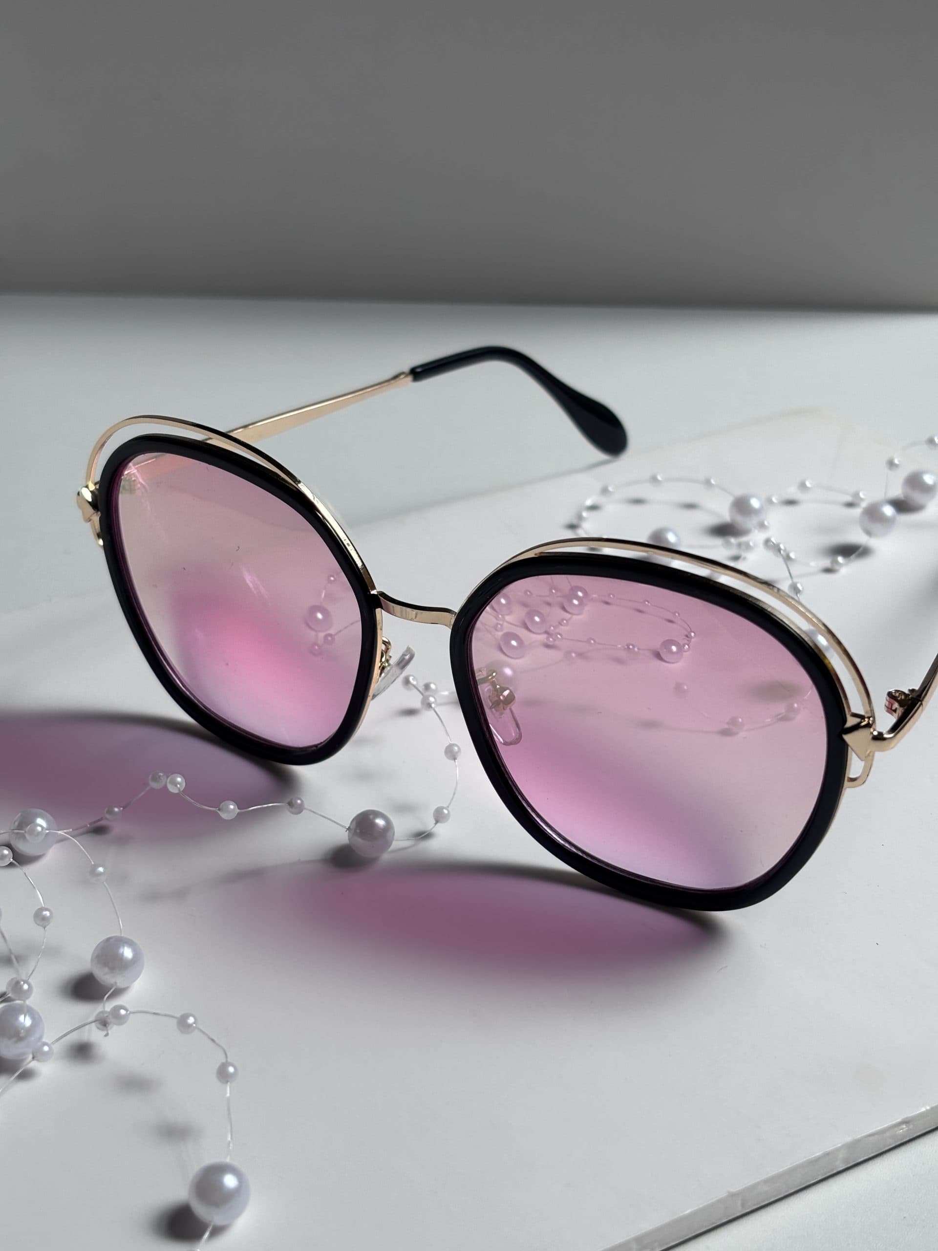 عینک آفتابی برند Prada زنانه فلزی گلبهی یووی 400 — تصویر ۲