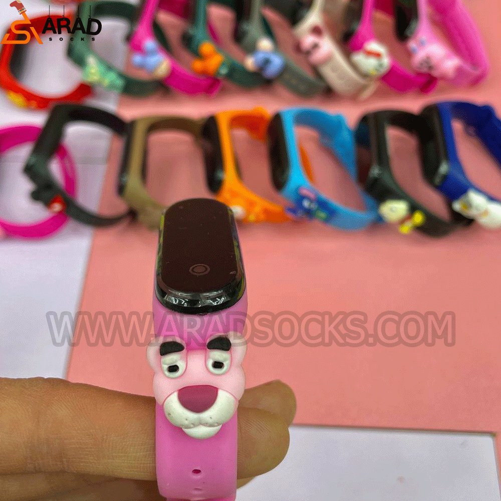 ساعت دیجیتالی لمسی طرح پلنگ صورتی