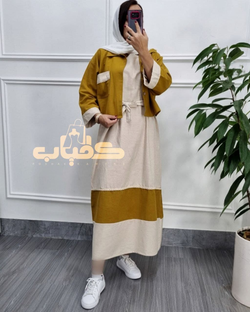 ساحلی ست سارافن کت لینن نچرال/کد353 — تصویر ۵