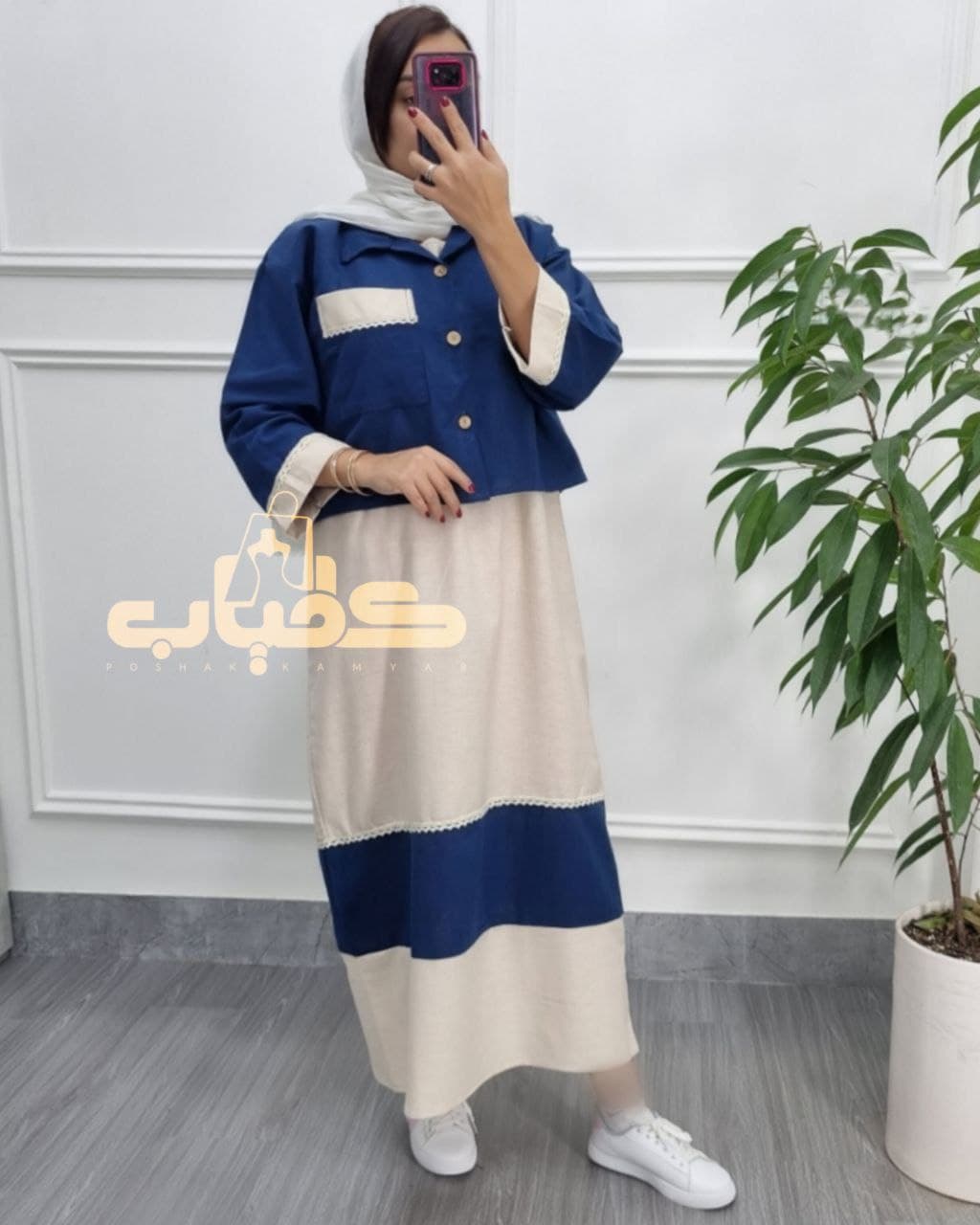 ساحلی ست سارافن کت لینن نچرال/کد353 — تصویر ۳