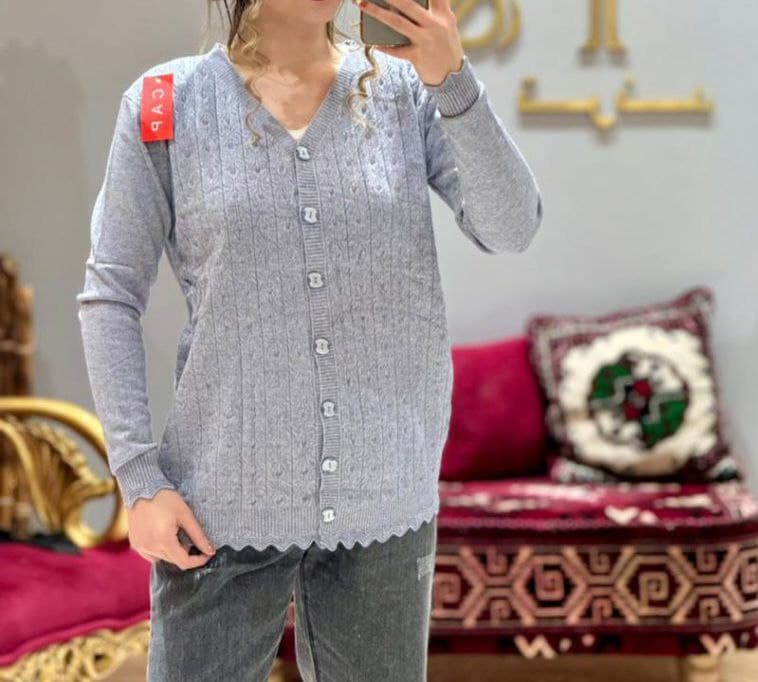 بافت زنانه ژاکت گرم بالا وقواره دار وارداتی/کد301 — تصویر ۴