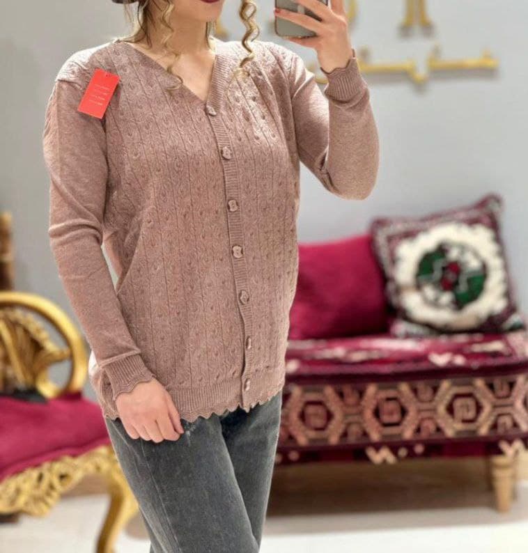 بافت زنانه ژاکت گرم بالا وقواره دار وارداتی/کد301 — تصویر ۲