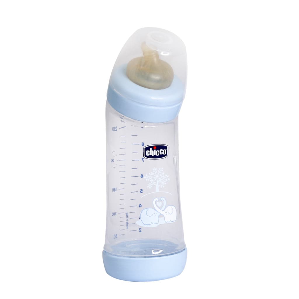 شیشه شیر زاویه دار ول بینگ چیکو مناسب نوزاد پسر 250 میلی لیتر — تصویر ۲