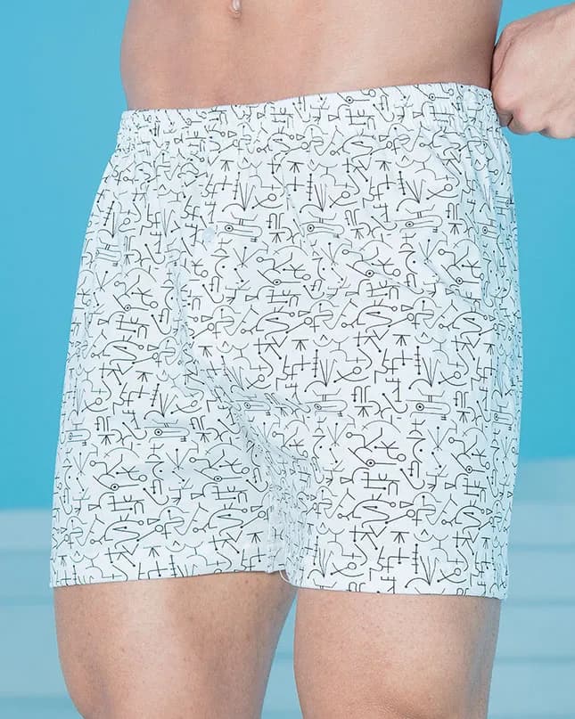 شورت باکسر مردانه کمرکش لیفه‌ای سفید چاپ‌دار بلکس – بسته ۳ عددی — تصویر ۲