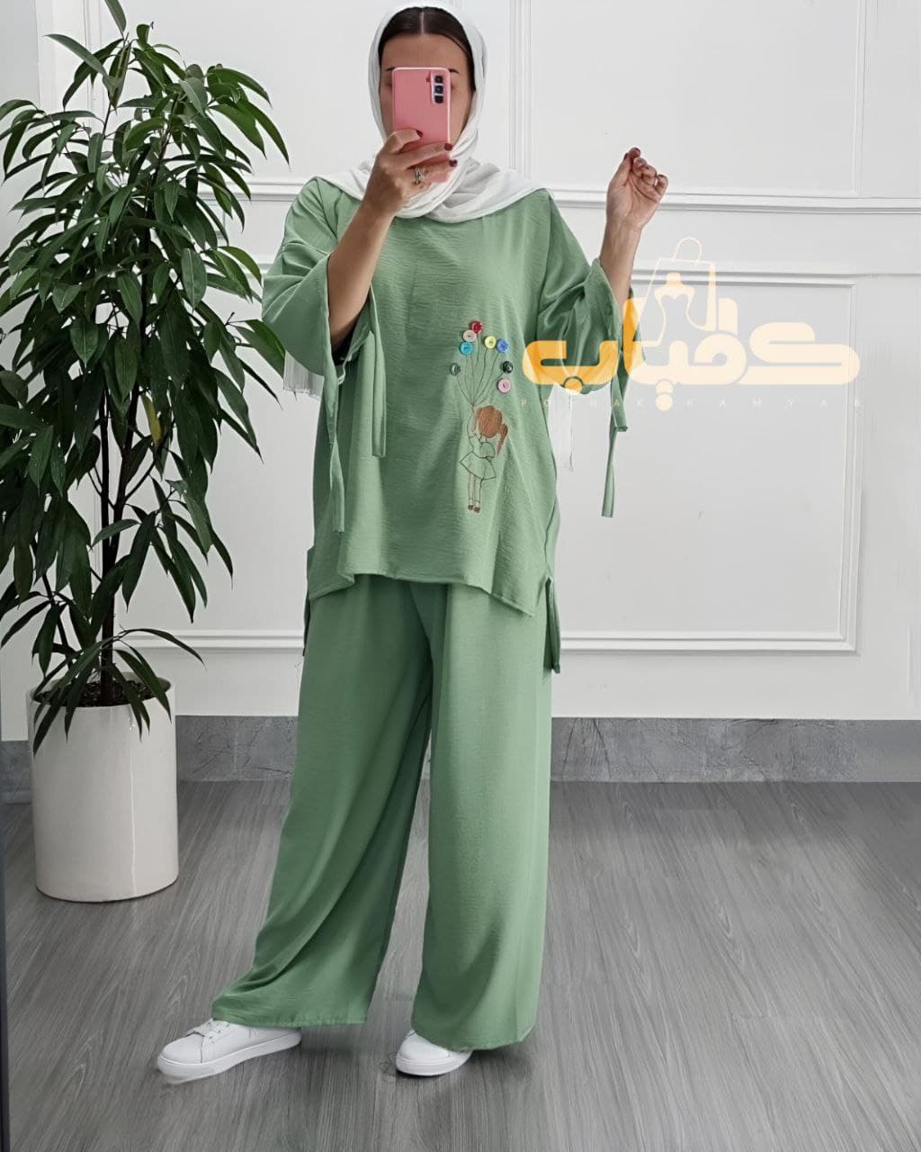 ست بلوزشلوار ابروباد طرح بادکنکی/کد205