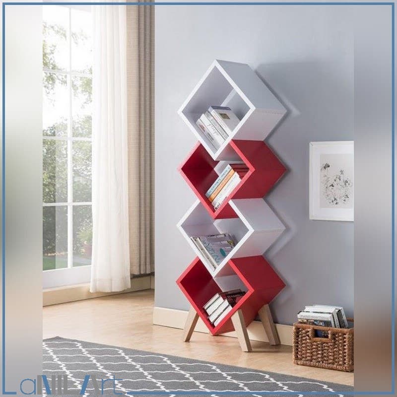کتابخانه و استند دکوری 4 طبقه مدل 101001 مبلمان فرنا مدل 1122500 — تصویر ۳