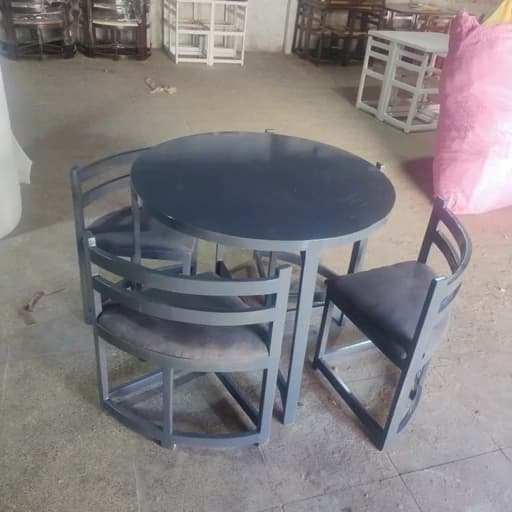 میز ناهارخوری 4 نفره کمجا گرد طوسی مبلمان فرنا مدل 1113960