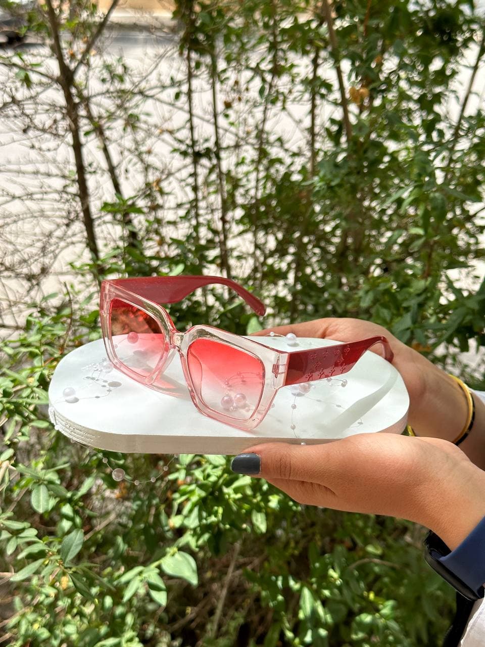 عینک آفتابی برند PRADA زنانه دخترانه صورتی ترند یووی ۴۰۰ — تصویر ۲