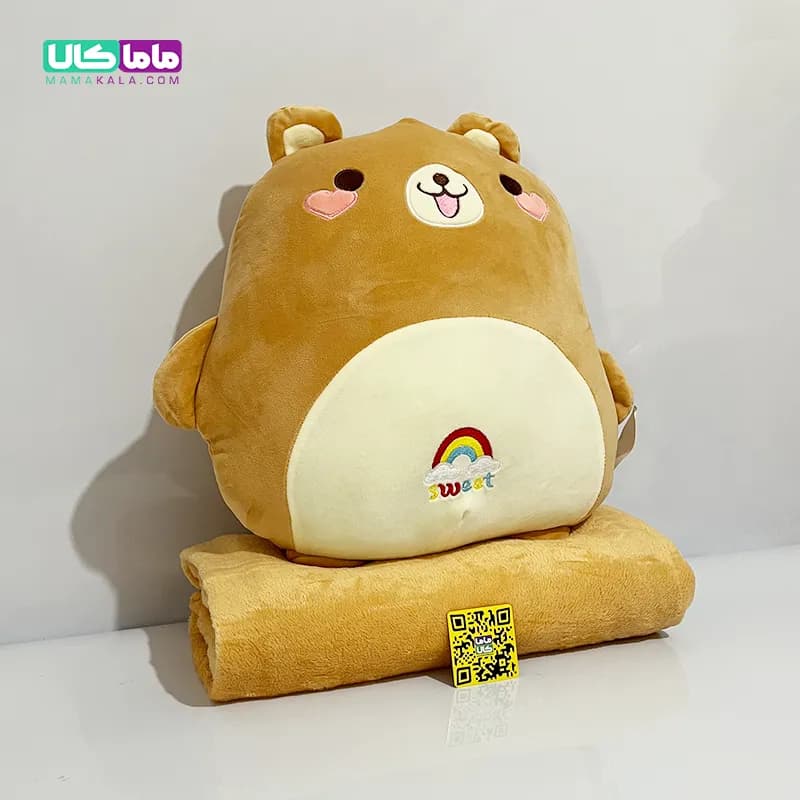 عروسک خرس تپلی بالشتی پتودار 45 سانتیمتر — تصویر ۲