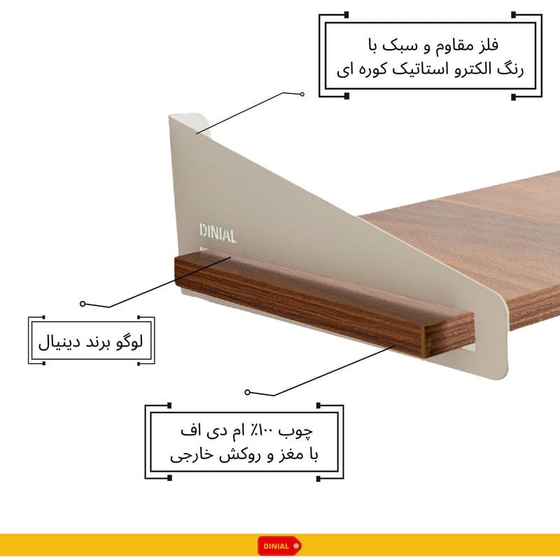 شلف دیواری مدل شیاردار p s کد DN45 مبلمان فرنا مدل 1122469 — تصویر ۳