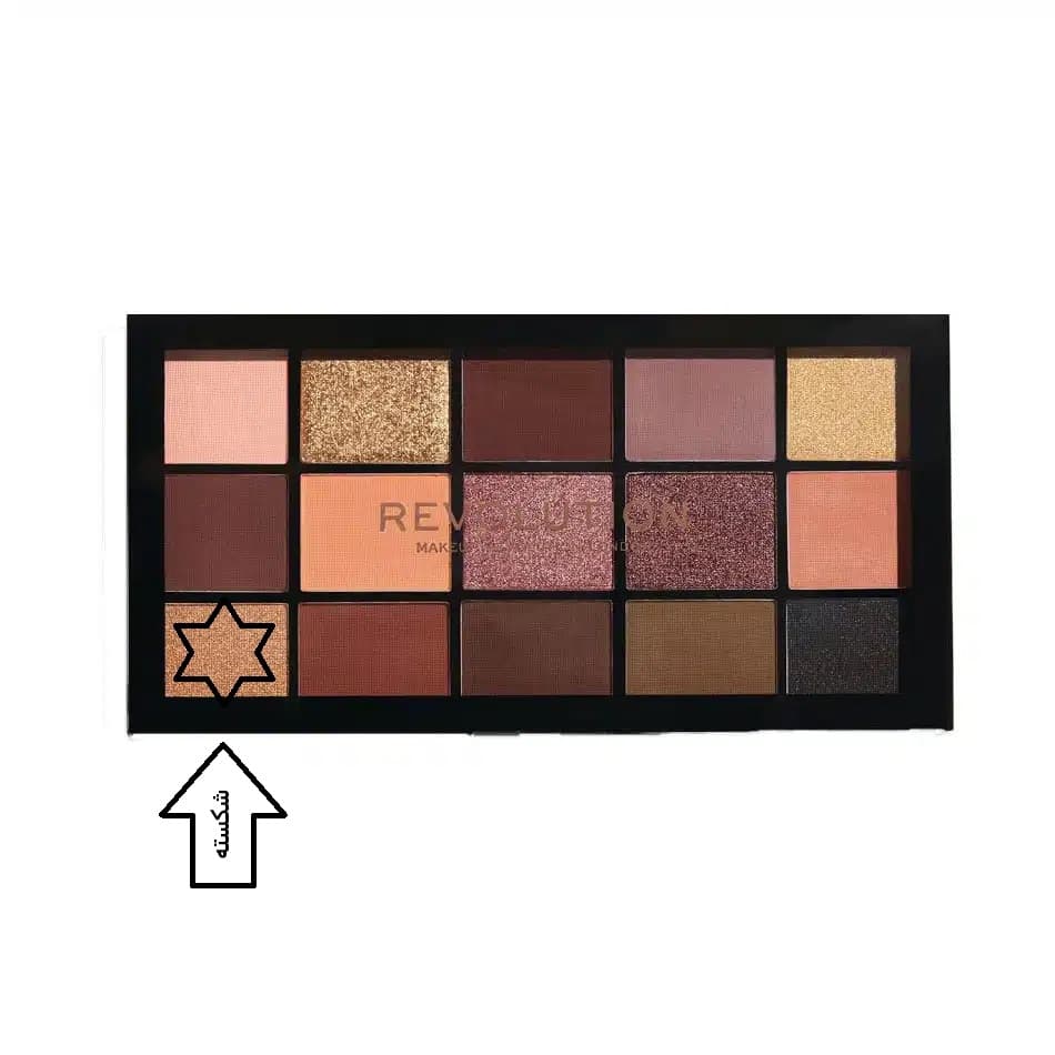 پالت سایه 15 رنگ رولوشن Revolution مدل ولوت رز Velvet Rose (یک خانه شکسته)