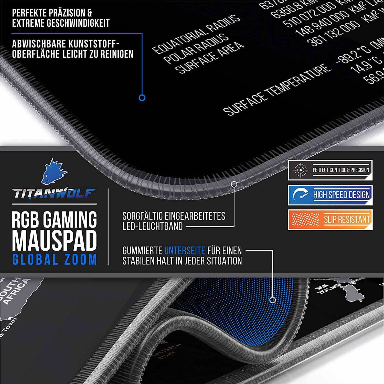پدموس بزرگ TITANWOLF RGB MousePad 3XL — تصویر ۲