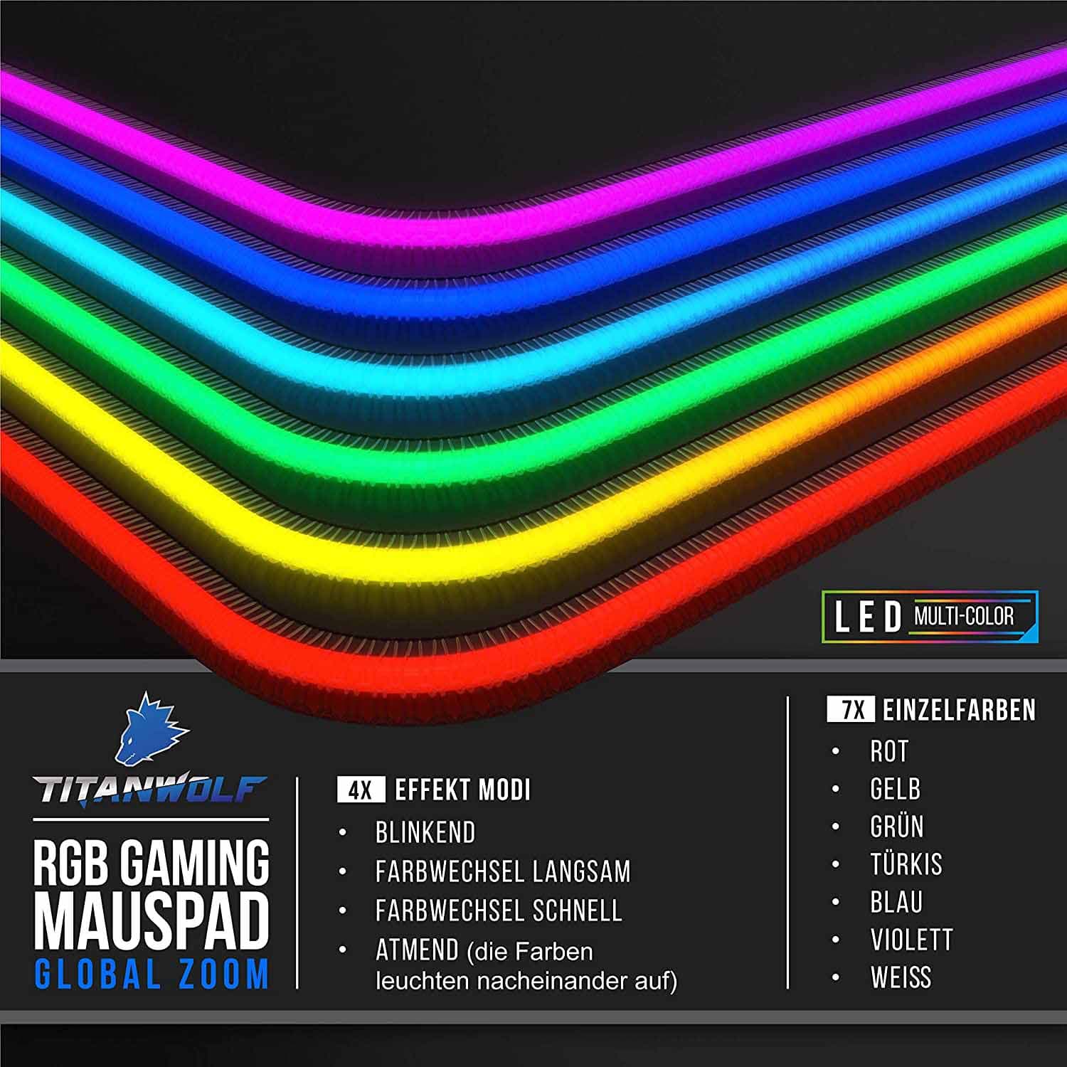 پدموس بزرگ TITANWOLF RGB MousePad 3XL — تصویر ۶