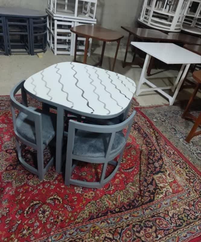 نهارخوری 4 نفره مربع کمجا لبه گرد رنگبندی سفارشی مبلمان فرنا مدل 1113844 — تصویر ۳