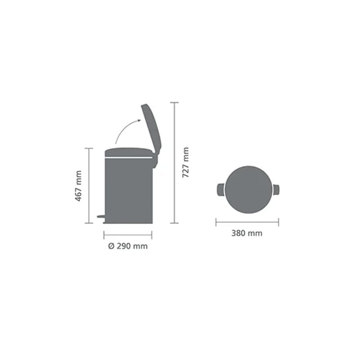 سطل زباله 20 لیتر مشکی مات برابانتیا | Brabantia NEWICON PEDAL BIN — تصویر ۵