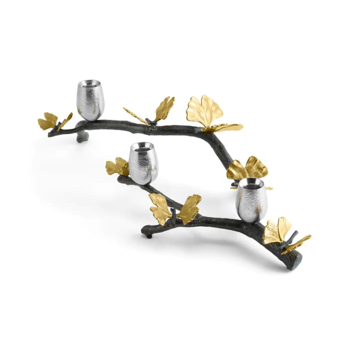 جا شمعی 3 شعله مایکل آرام | Butterfly Ginkgo Centerpiece — تصویر ۳