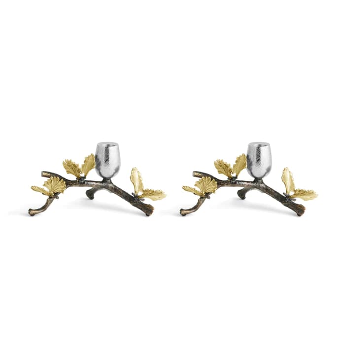 جا شمعی جفتی تک شاخه مایکل آرام | Butterfly Ginkgo Candleholders – Low — تصویر ۵