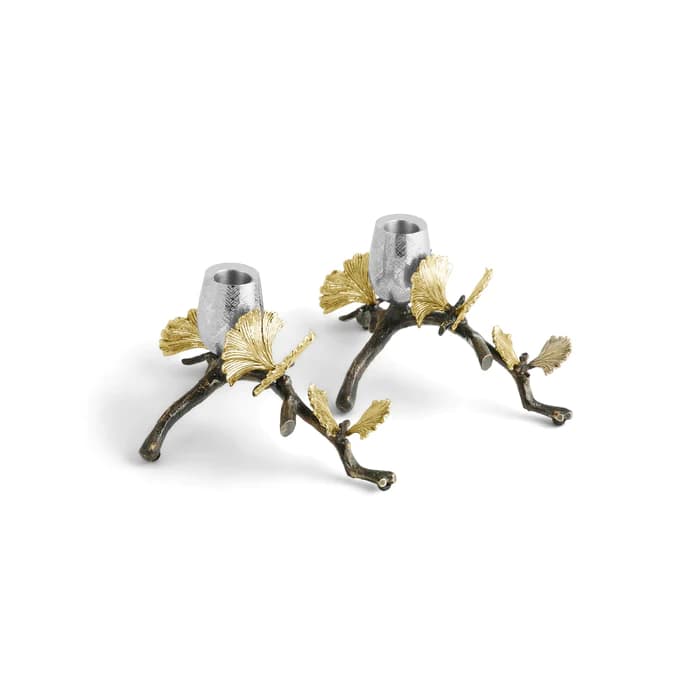 جا شمعی جفتی تک شاخه مایکل آرام | Butterfly Ginkgo Candleholders – Low — تصویر ۴