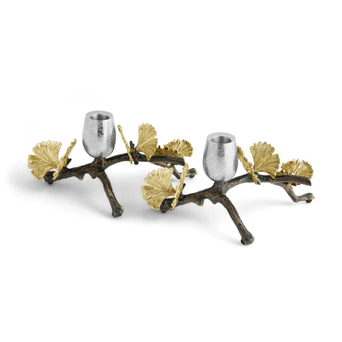 جا شمعی جفتی تک شاخه مایکل آرام | Butterfly Ginkgo Candleholders – Low