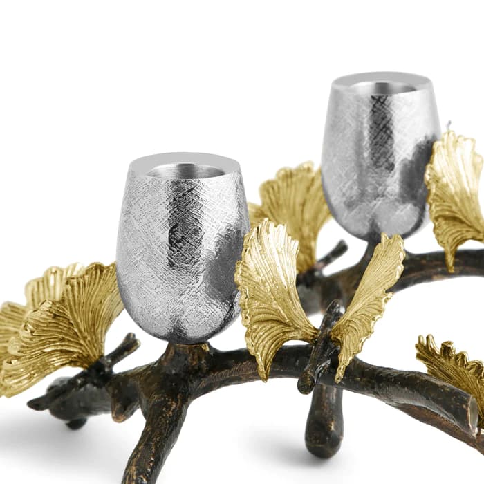 جا شمعی جفتی تک شاخه مایکل آرام | Butterfly Ginkgo Candleholders – Low — تصویر ۳