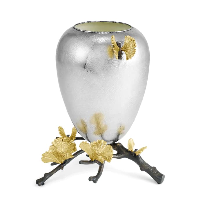 گلدان پایه دار مایکل آرام | Butterfly Ginkgo Vase – Medium