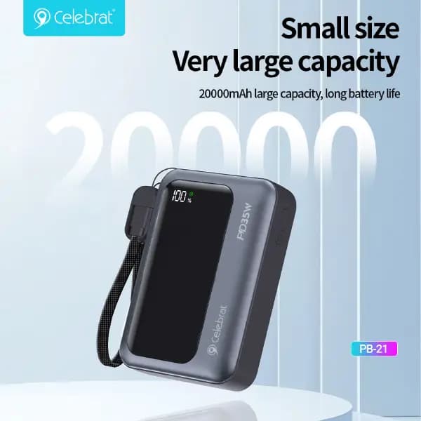 پاوربانک 20000 هزار 35 وات سلبریت مدل Celebrat PB21 PD 35W 22.5W Power — تصویر ۳