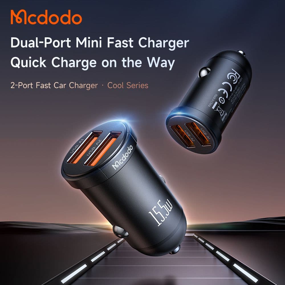 شارژر فندکی مک دودو Mcdodo مدل CC-2950 با توان ۱۵.۵ وات و دو خروجی USB (با گارانتی شرکتی) — تصویر ۲