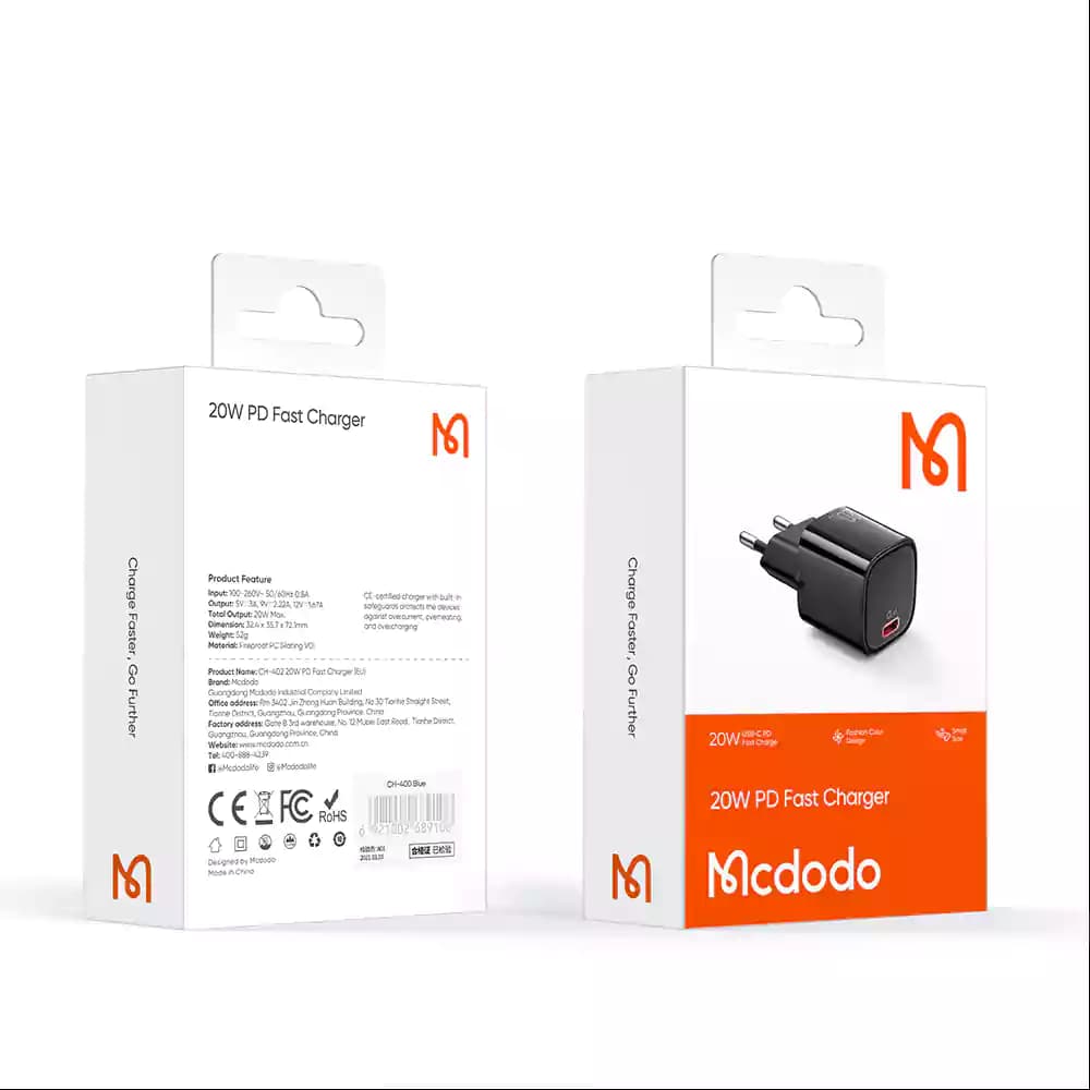 آداپتور شارژ سریع Mcdodo PD20W مدل CH-4021 با توان ۲۰ وات (با گارانتی شرکتی)