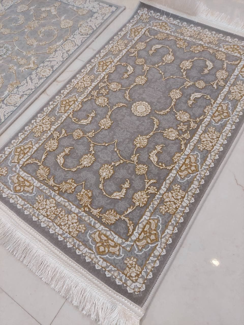 فرش طلاکوب کد 12480 نقره ای 1200 شانه فرش بزرگمهر — تصویر ۸